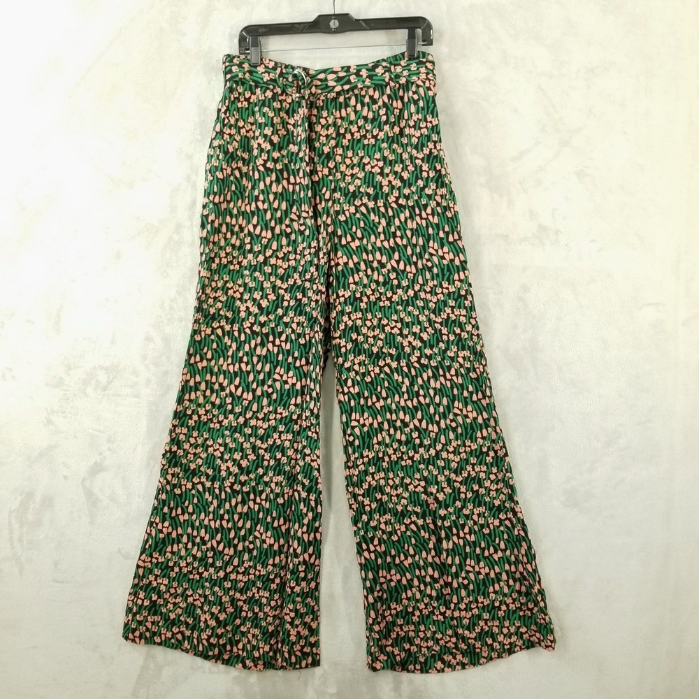 Marimekko Kaisla Wide Leg Pants L 30" Waist Floral Crepe Trousers Anthropologie